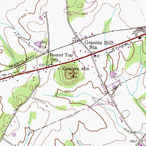 Topographic Map of Granite Hill, PA