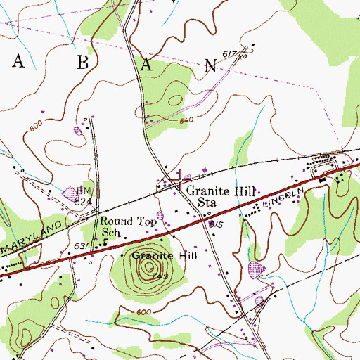Topographic Map of Granite Hill Station, PA