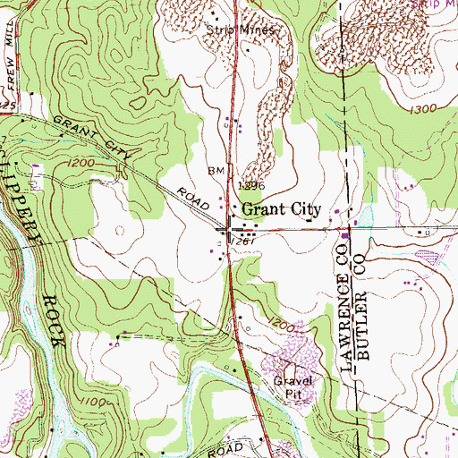 Topographic Map of Grant City, PA