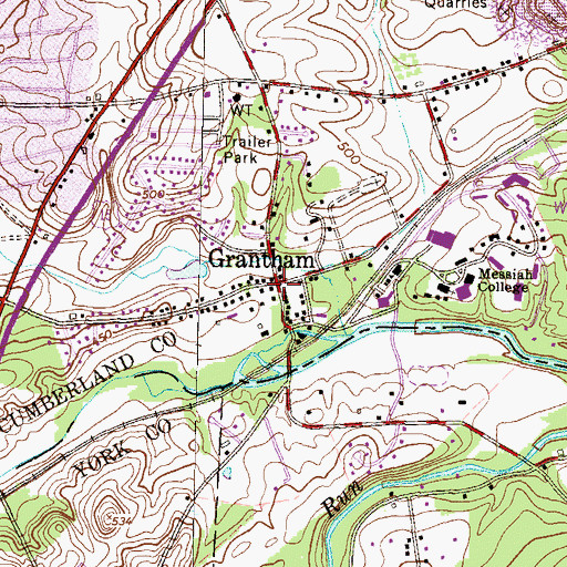Topographic Map of Grantham, PA