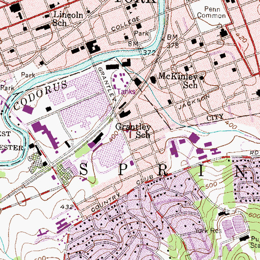 Topographic Map of Grantley Elementary School (historical), PA
