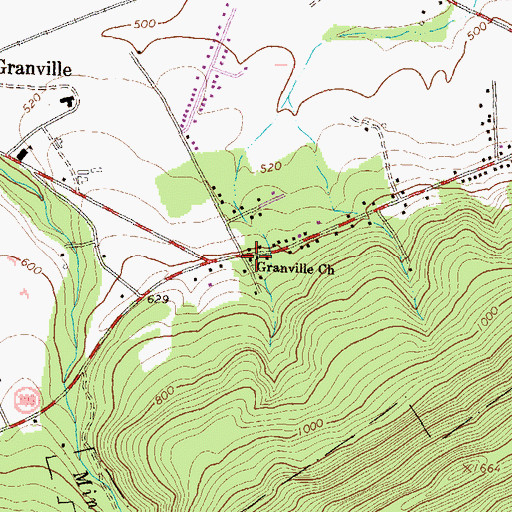 Topographic Map of Granville Church, PA