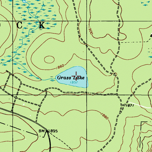 Topographic Map of Grass Lake, PA