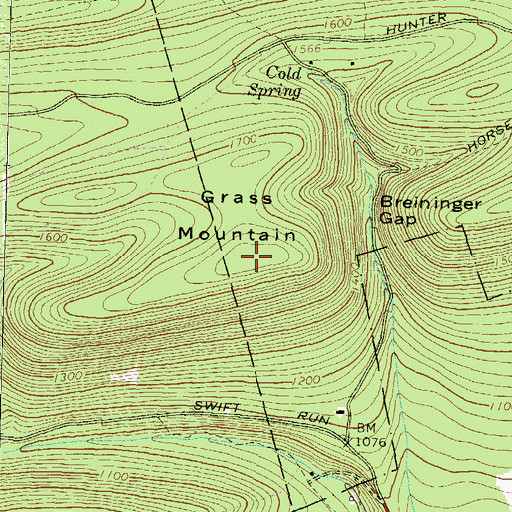 Topographic Map of Grass Mountain, PA