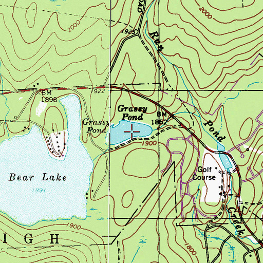 Topographic Map of Grassy Pond, PA