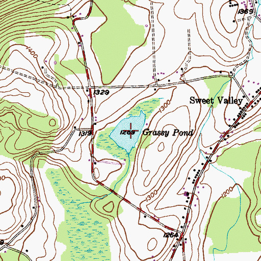 Topographic Map of Grassy Pond, PA