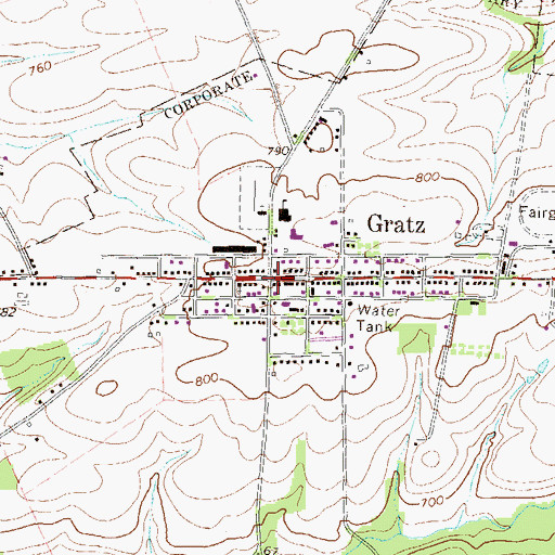 Topographic Map of Gratz, PA