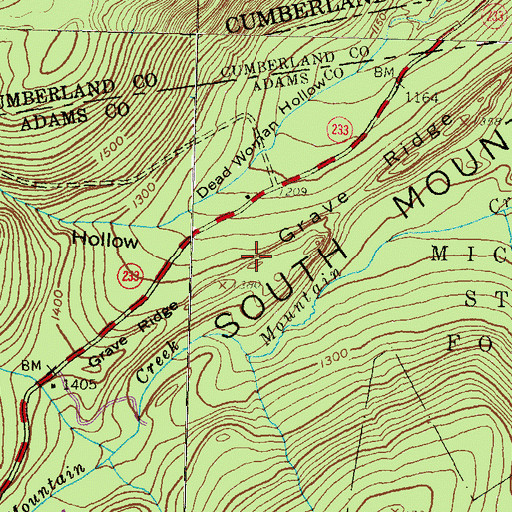 Topographic Map of Grave Ridge, PA
