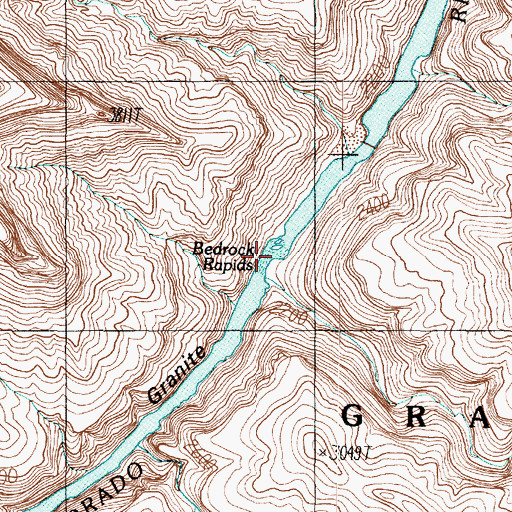 Topographic Map of Bedrock Rapids, AZ