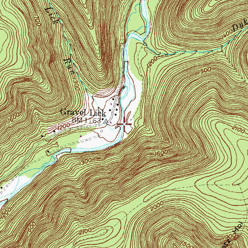 Topographic Map of Gravel Lick Run, PA