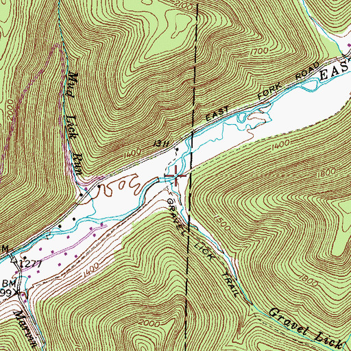 Topographic Map of Gravel Lick Run, PA