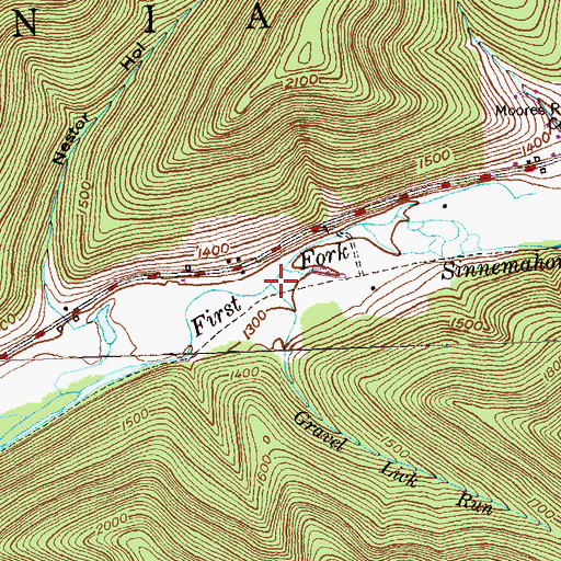 Topographic Map of Gravel Lick Run, PA