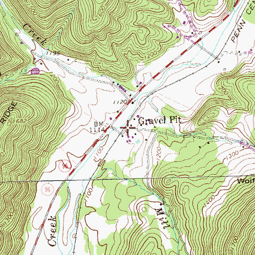 Topographic Map of Gravel Pit, PA