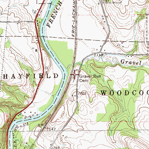 Topographic Map of Gravel Run Cemetery, PA