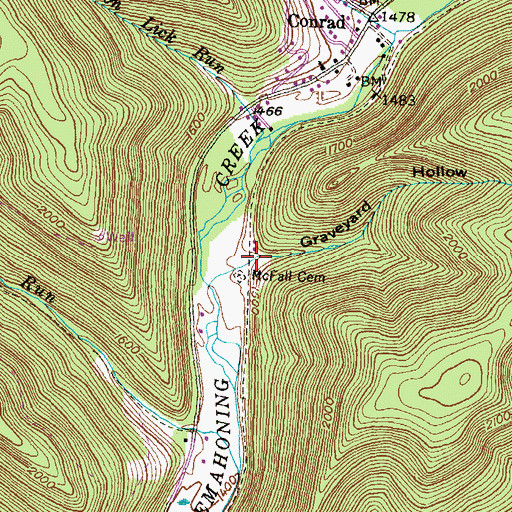 Topographic Map of Graveyard Hollow, PA