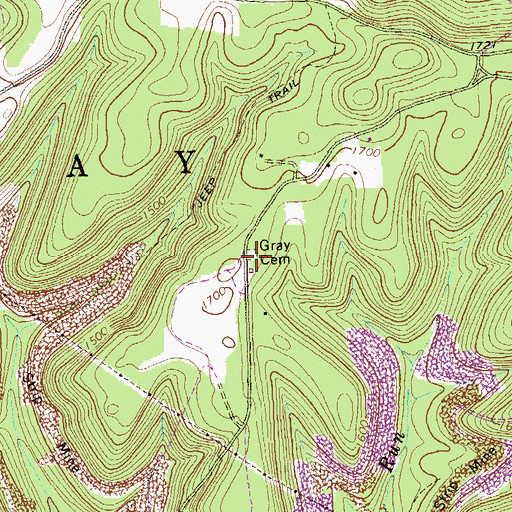 Topographic Map of Gray Cemetery, PA