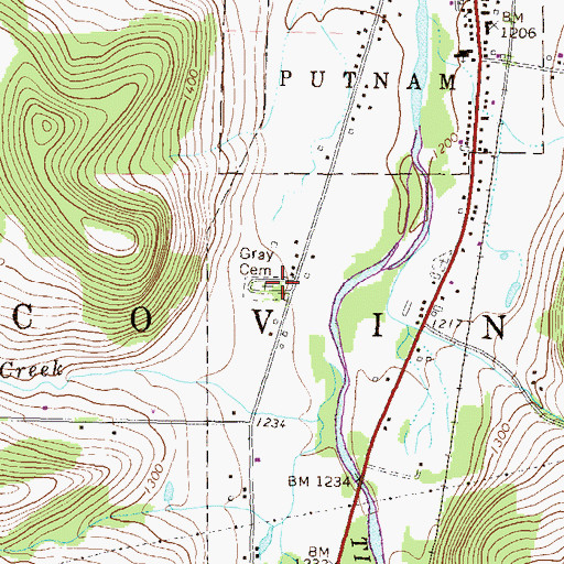 Topographic Map of Gray Cemetery, PA