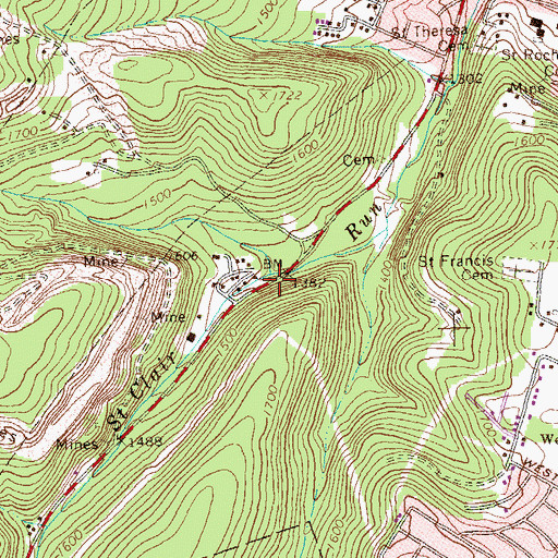 Topographic Map of Gray Run, PA