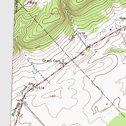 Topographic Map of Grays Cemetery, PA