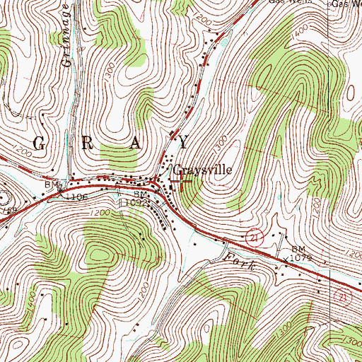 Topographic Map of Graysville, PA