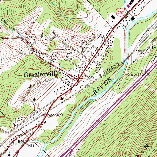Topographic Map of Grazierville, PA