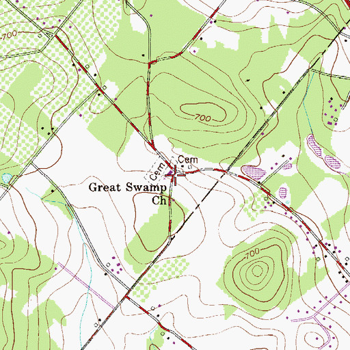 Topographic Map of Great Swamp Church, PA