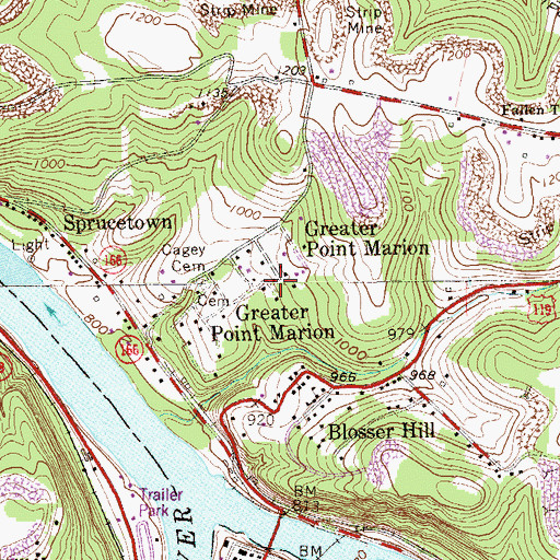 Topographic Map of Greater Point Marion, PA
