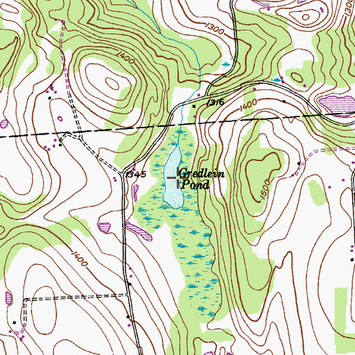 Topographic Map of Gredlein Pond, PA