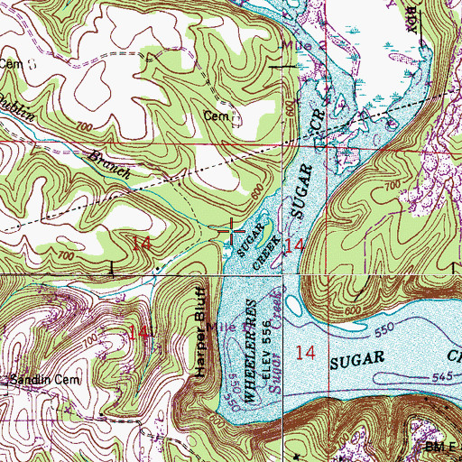 Topographic Map of Dublin Branch, AL