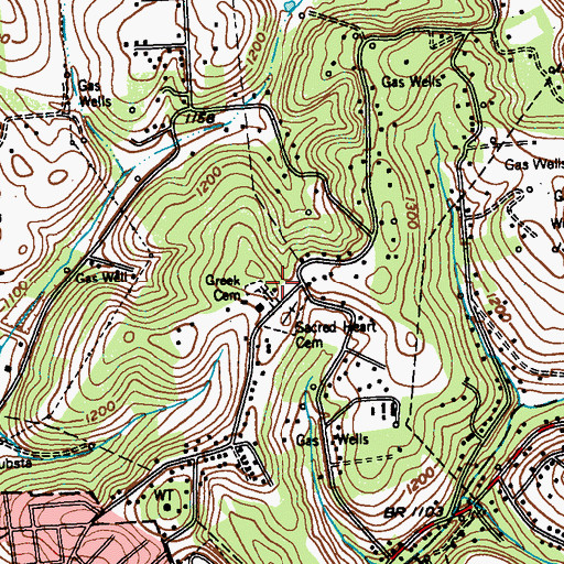 Topographic Map of Greek Cemetery, PA