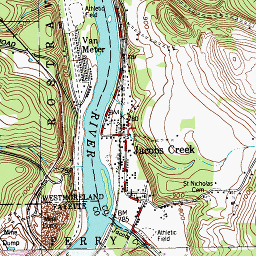 Topographic Map of Greek Church, PA