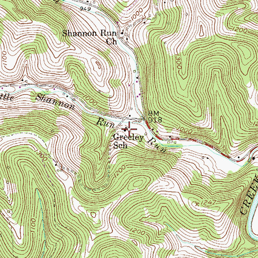 Topographic Map of Greeley School, PA