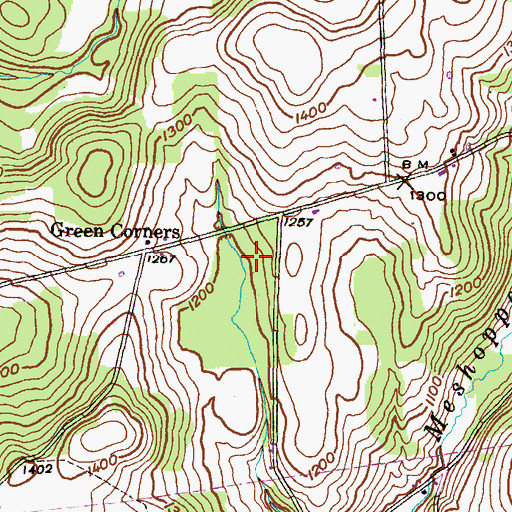 Topographic Map of Green Corners, PA