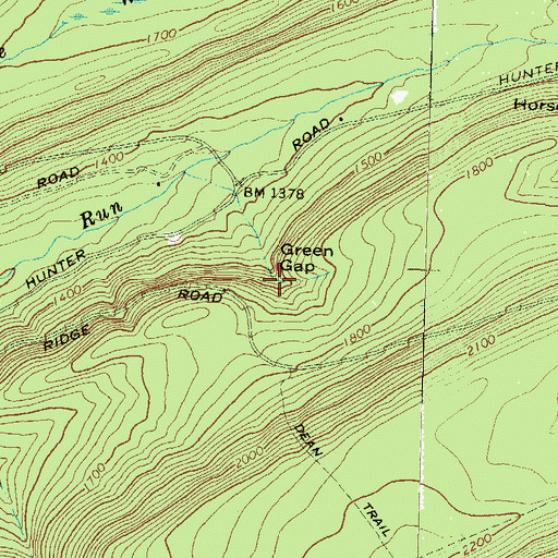 Topographic Map of Green Gap, PA