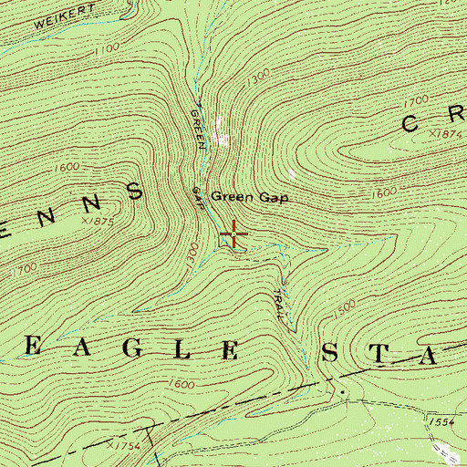 Topographic Map of Green Gap Trail, PA
