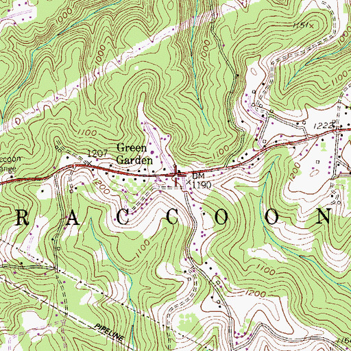 Topographic Map of Green Garden, PA