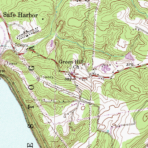 Topographic Map of Green Hill Church, PA