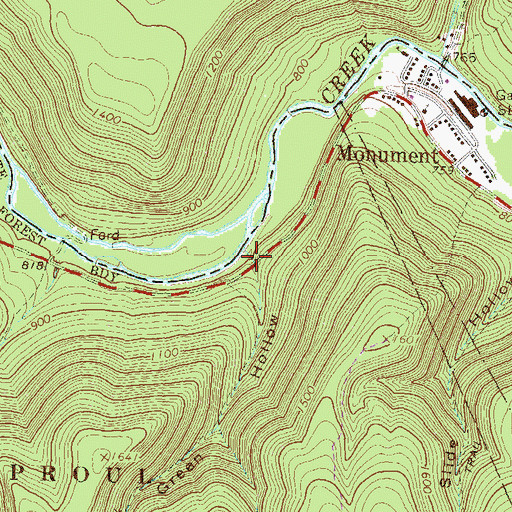 Topographic Map of Green Hollow, PA