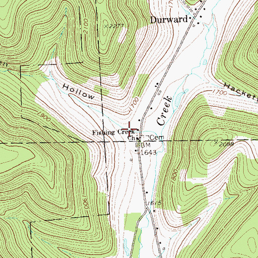 Topographic Map of Green Hollow, PA