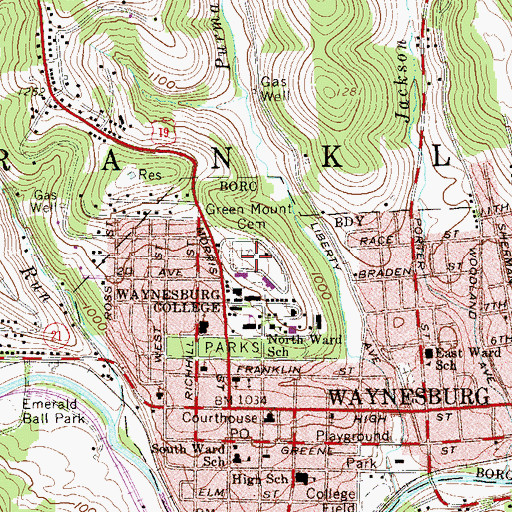 Topographic Map of Green Mount Cemetery, PA