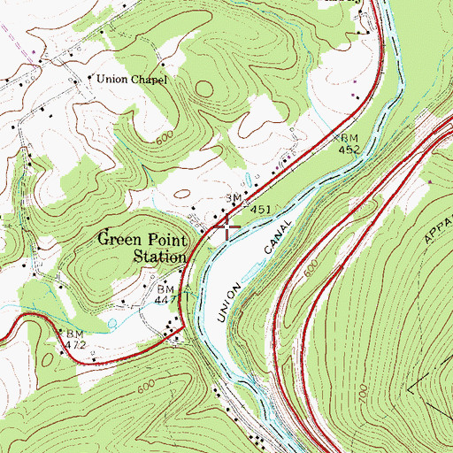 Topographic Map of Green Point Station, PA