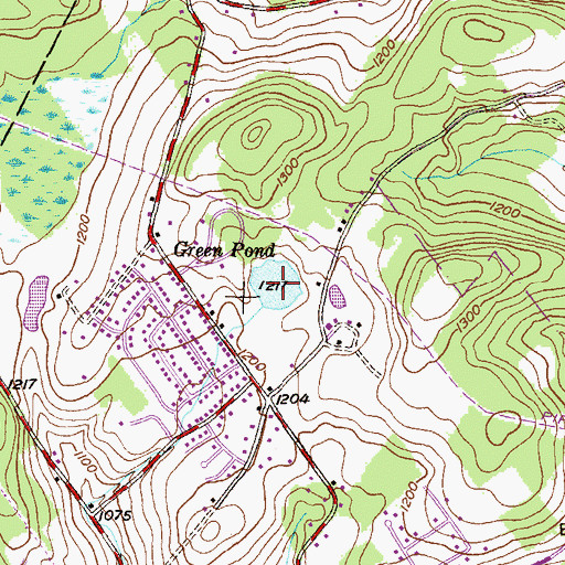 Topographic Map of Green Pond, PA