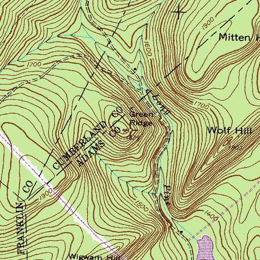 Topographic Map of Green Ridge, PA