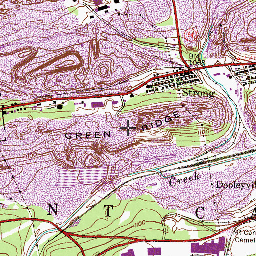 Topographic Map of Green Ridge, PA