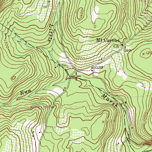 Topographic Map of Green Run, PA