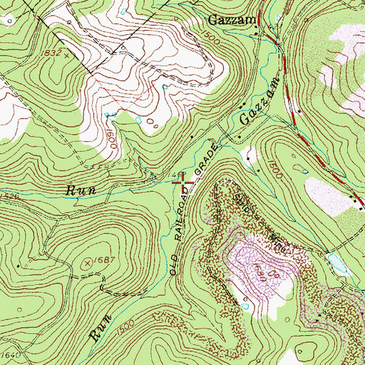 Topographic Map of Green Run, PA