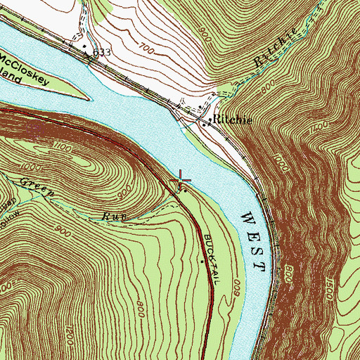 Topographic Map of Green Run, PA