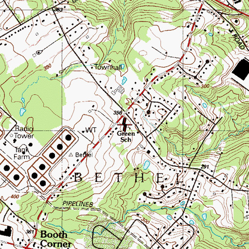 Topographic Map of Green School, PA