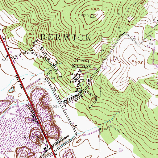 Topographic Map of Green Springs, PA