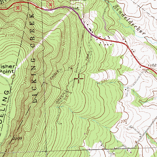Topographic Map of Green Trail, PA